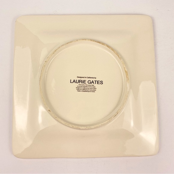 Laurie Gates Floral Ceramic Square 8.75 in Side Salad Dessert Plate, Floral - Picture 3 of 5